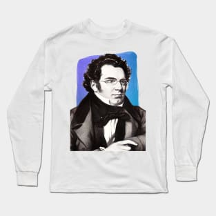 Austrian Composer Franz Schubert illustration Long Sleeve T-Shirt